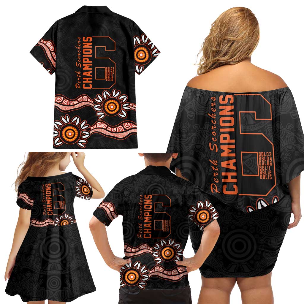 Cricket Australia Perth 6 Times Champions Family Matching Off Shoulder Short Dress and Hawaiian Shirt