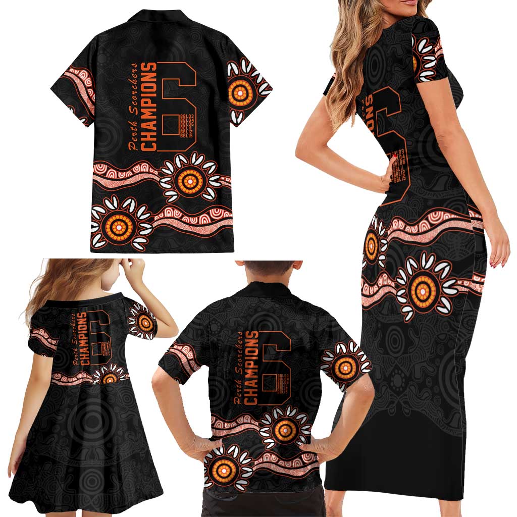 Cricket Australia Perth 6 Times Champions Family Matching Short Sleeve Bodycon Dress and Hawaiian Shirt