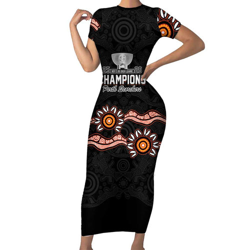 Cricket Australia Perth 6 Times Champions Family Matching Short Sleeve Bodycon Dress and Hawaiian Shirt