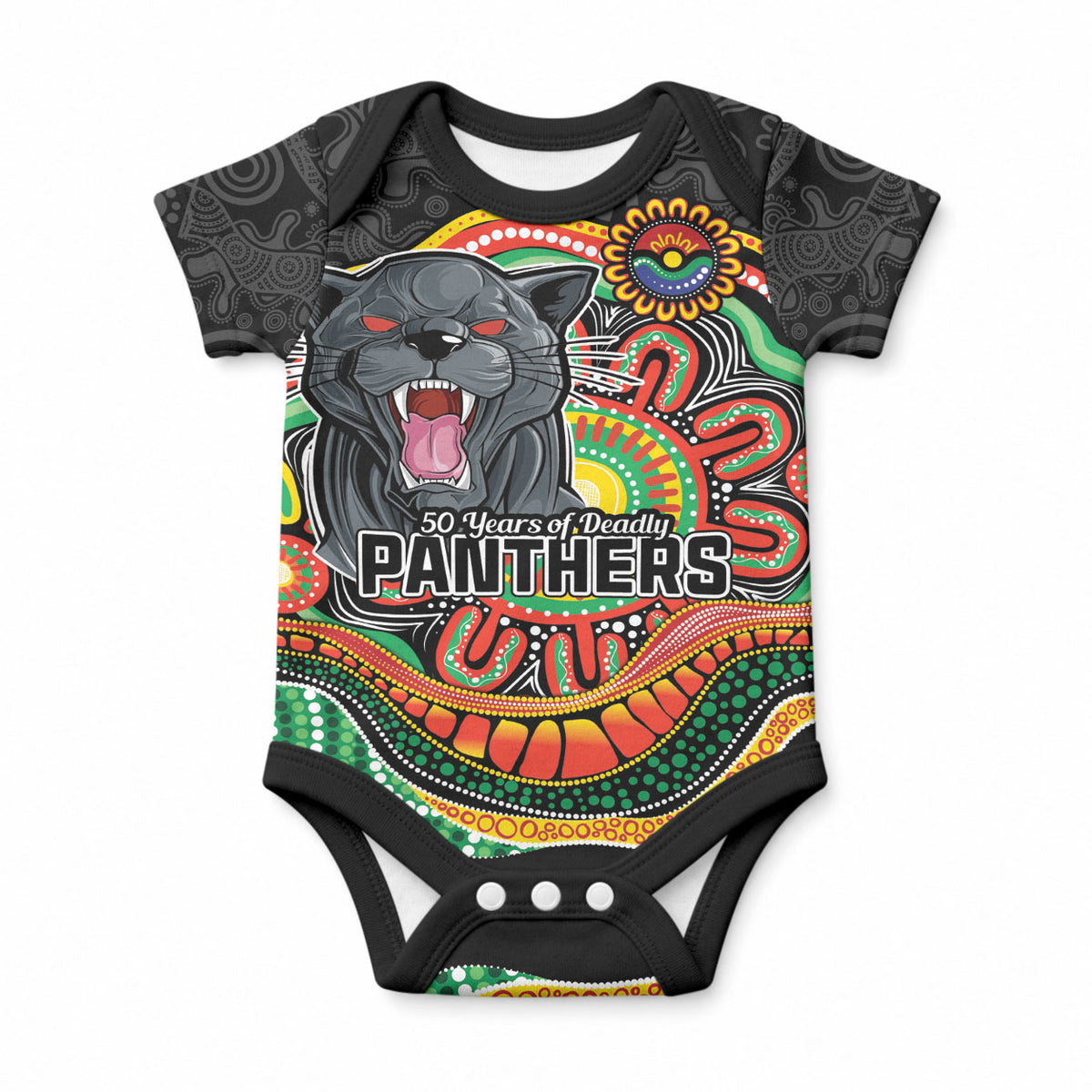 Custom Panthers Honouring First Nations Baby Onesie NAIDOC 2026 Deadly 50 Years