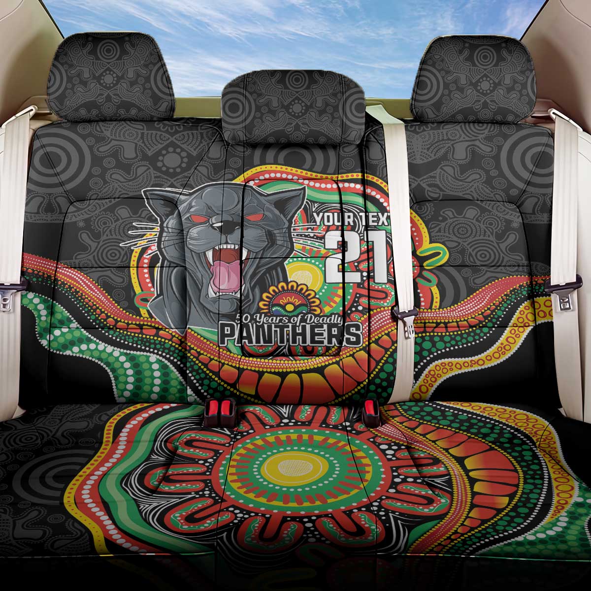 Custom Panthers Honouring First Nations Back Car Seat Cover NAIDOC 2026 Deadly 50 Years