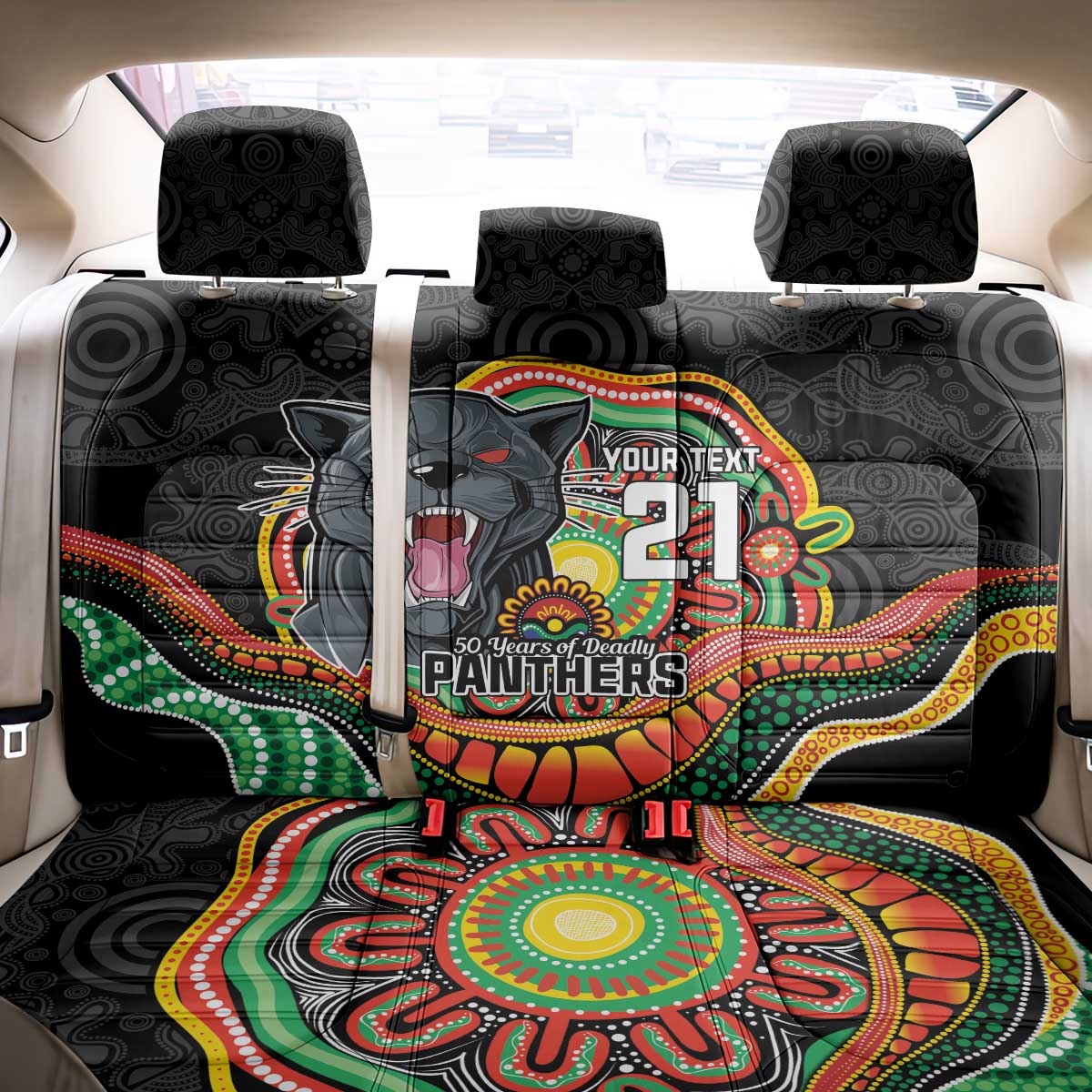 Custom Panthers Honouring First Nations Back Car Seat Cover NAIDOC 2026 Deadly 50 Years