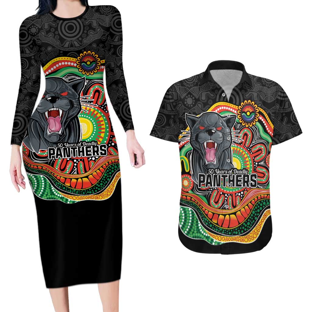 Custom Panthers Honouring First Nations Couples Matching Long Sleeve Bodycon Dress and Hawaiian Shirt NAIDOC 2026 Deadly 50 Years