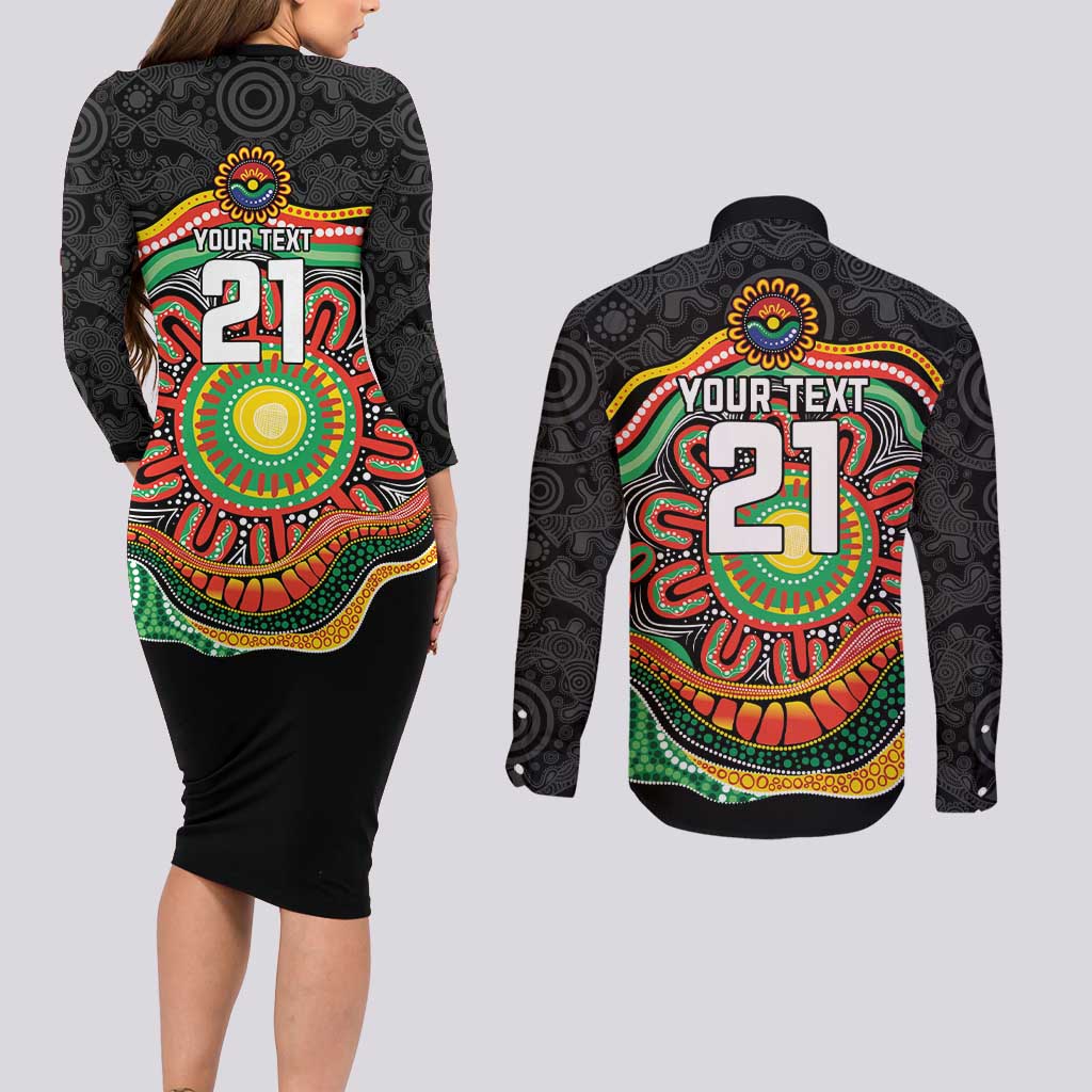 Custom Panthers Honouring First Nations Couples Matching Long Sleeve Bodycon Dress and Long Sleeve Button Shirt NAIDOC 2026 Deadly 50 Years