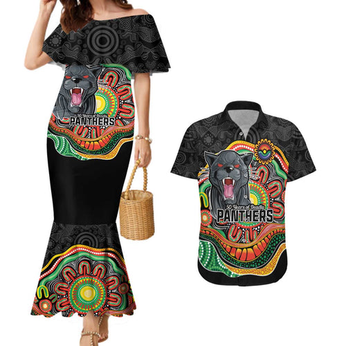 Custom Panthers Honouring First Nations Couples Matching Mermaid Dress and Hawaiian Shirt NAIDOC 2026 Deadly 50 Years