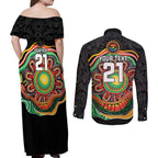 Custom Panthers Honouring First Nations Couples Matching Off Shoulder Maxi Dress and Long Sleeve Button Shirt NAIDOC 2026 Deadly 50 Years
