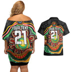 Custom Panthers Honouring First Nations Couples Matching Off Shoulder Short Dress and Hawaiian Shirt NAIDOC 2026 Deadly 50 Years