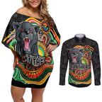 Custom Panthers Honouring First Nations Couples Matching Off Shoulder Short Dress and Long Sleeve Button Shirt NAIDOC 2026 Deadly 50 Years