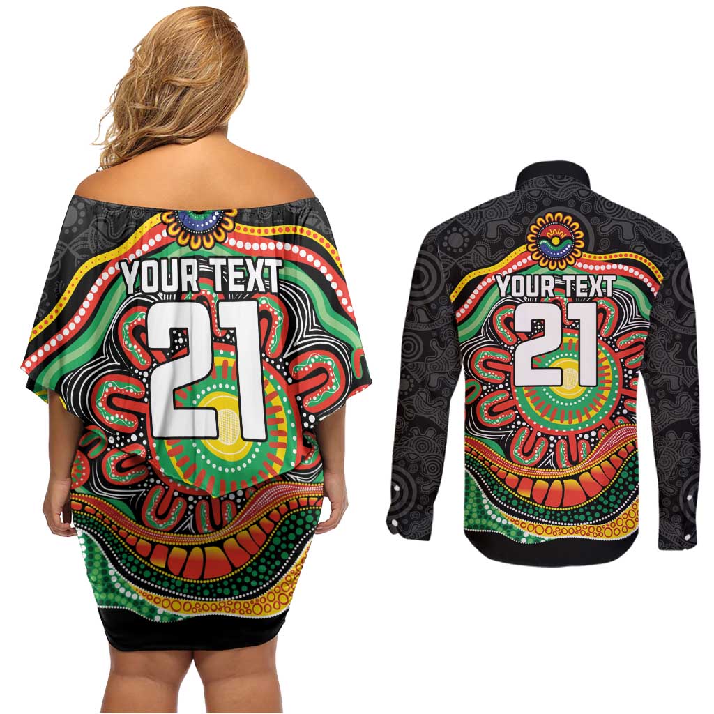 Custom Panthers Honouring First Nations Couples Matching Off Shoulder Short Dress and Long Sleeve Button Shirt NAIDOC 2026 Deadly 50 Years