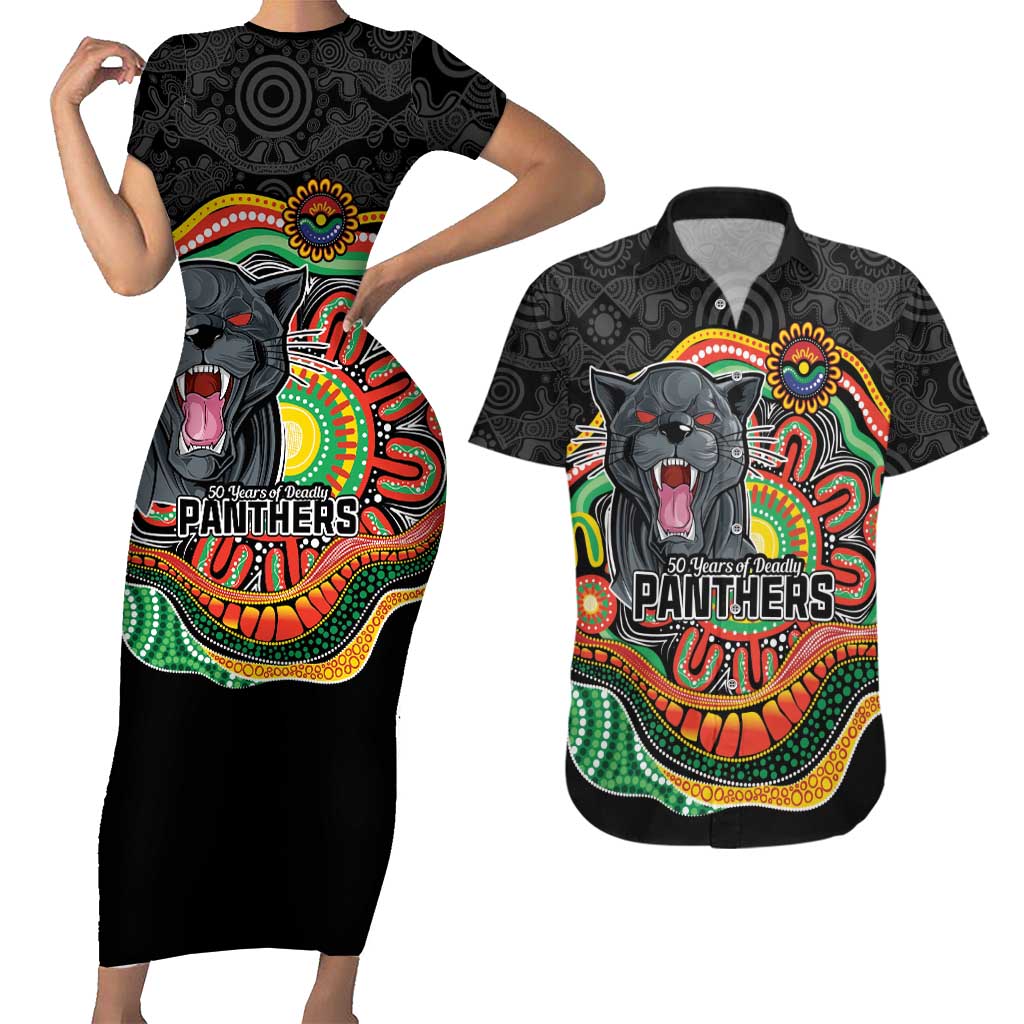 Custom Panthers Honouring First Nations Couples Matching Short Sleeve Bodycon Dress and Hawaiian Shirt NAIDOC 2026 Deadly 50 Years