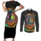 Custom Panthers Honouring First Nations Couples Matching Short Sleeve Bodycon Dress and Long Sleeve Button Shirt NAIDOC 2026 Deadly 50 Years