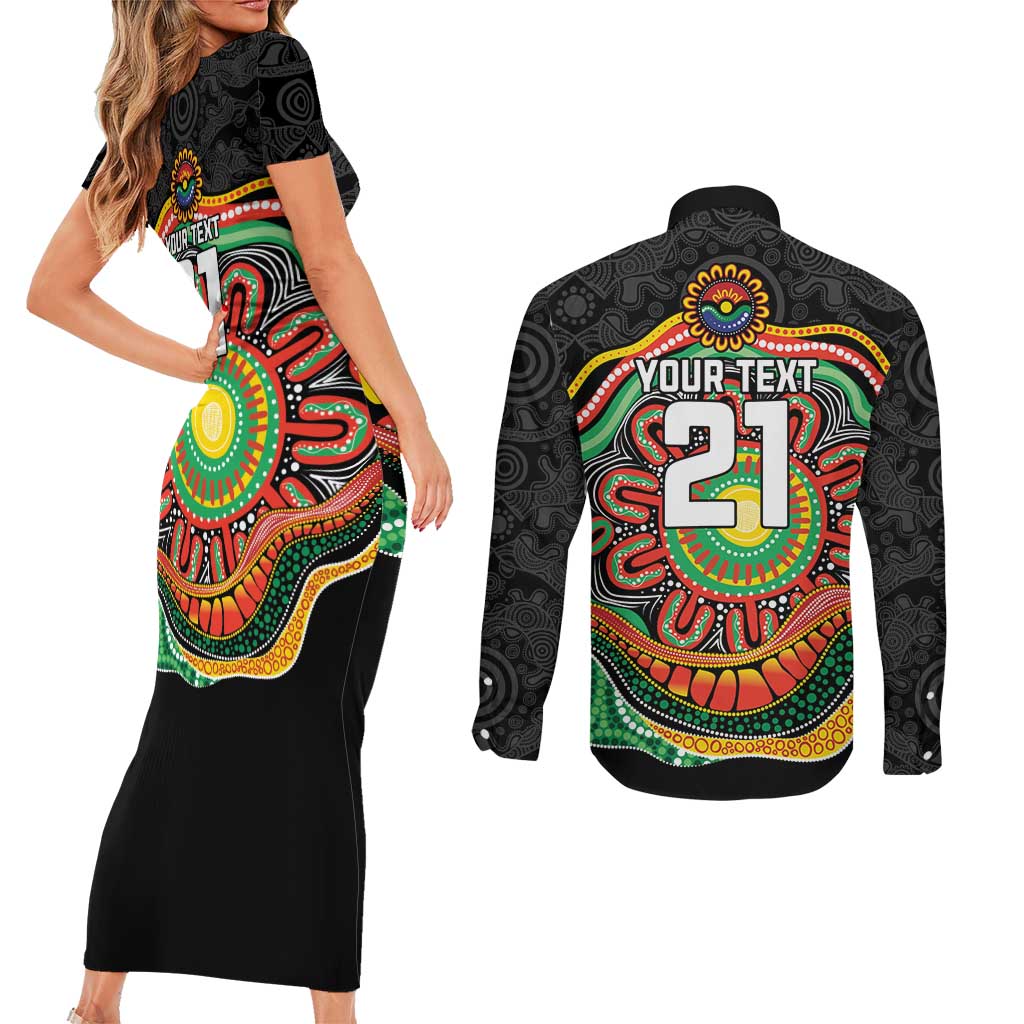 Custom Panthers Honouring First Nations Couples Matching Short Sleeve Bodycon Dress and Long Sleeve Button Shirt NAIDOC 2026 Deadly 50 Years