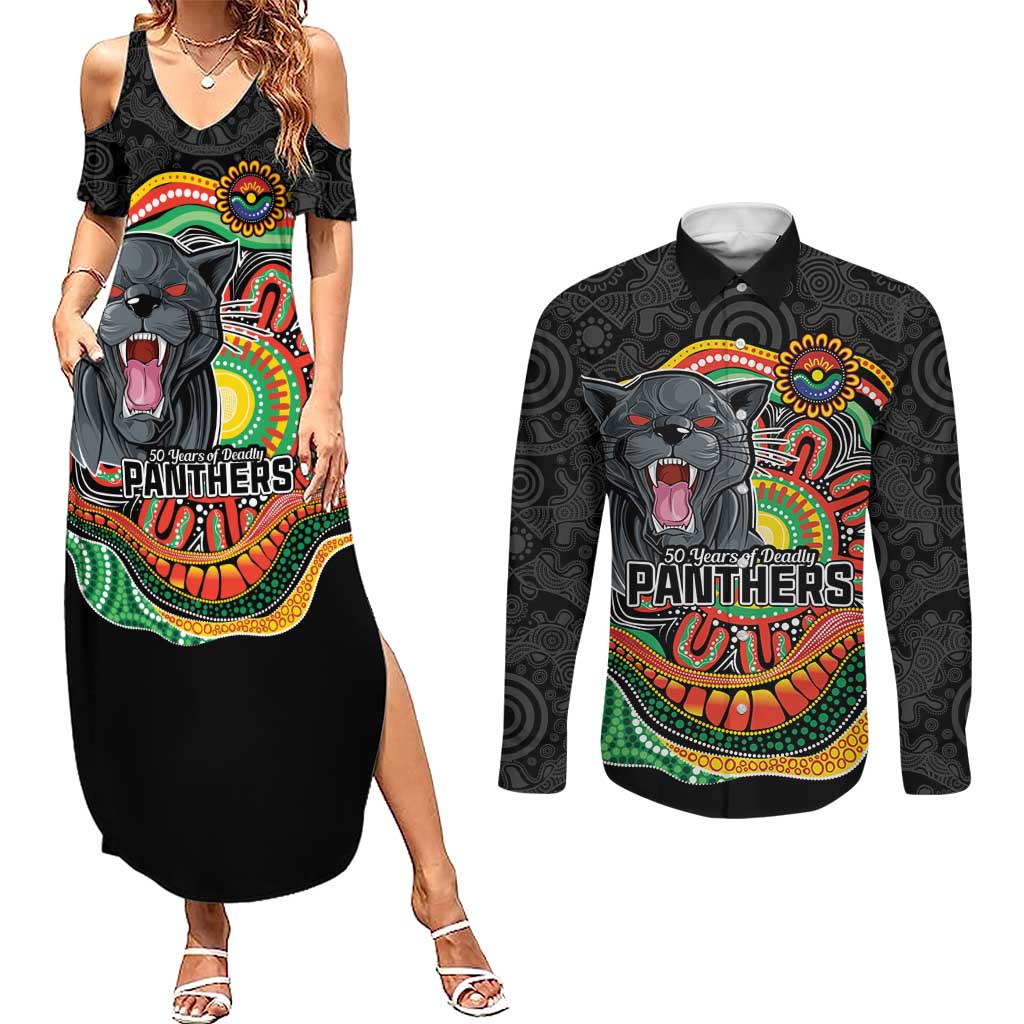Custom Panthers Honouring First Nations Couples Matching Summer Maxi Dress and Long Sleeve Button Shirt NAIDOC 2026 Deadly 50 Years