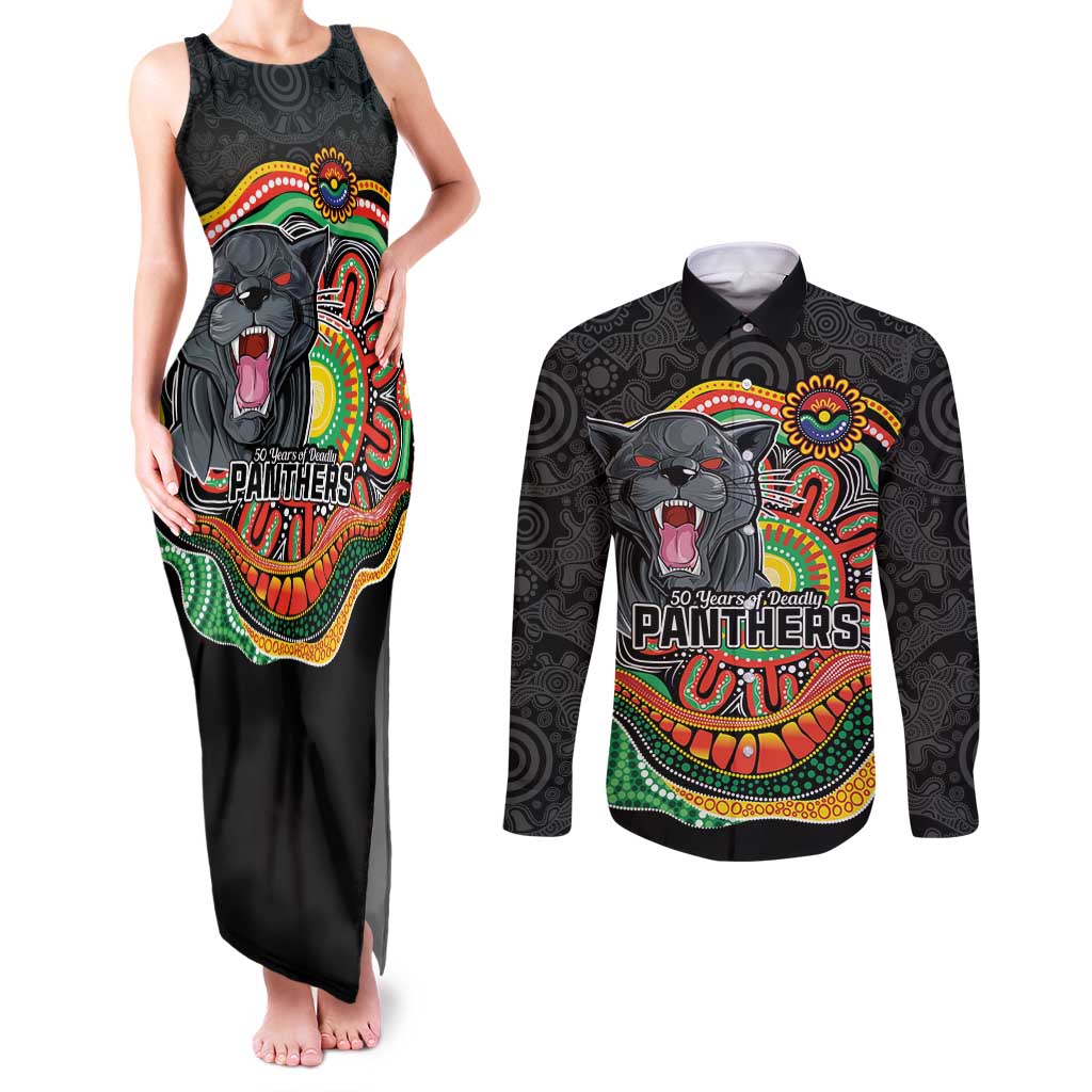 Custom Panthers Honouring First Nations Couples Matching Tank Maxi Dress and Long Sleeve Button Shirt NAIDOC 2026 Deadly 50 Years