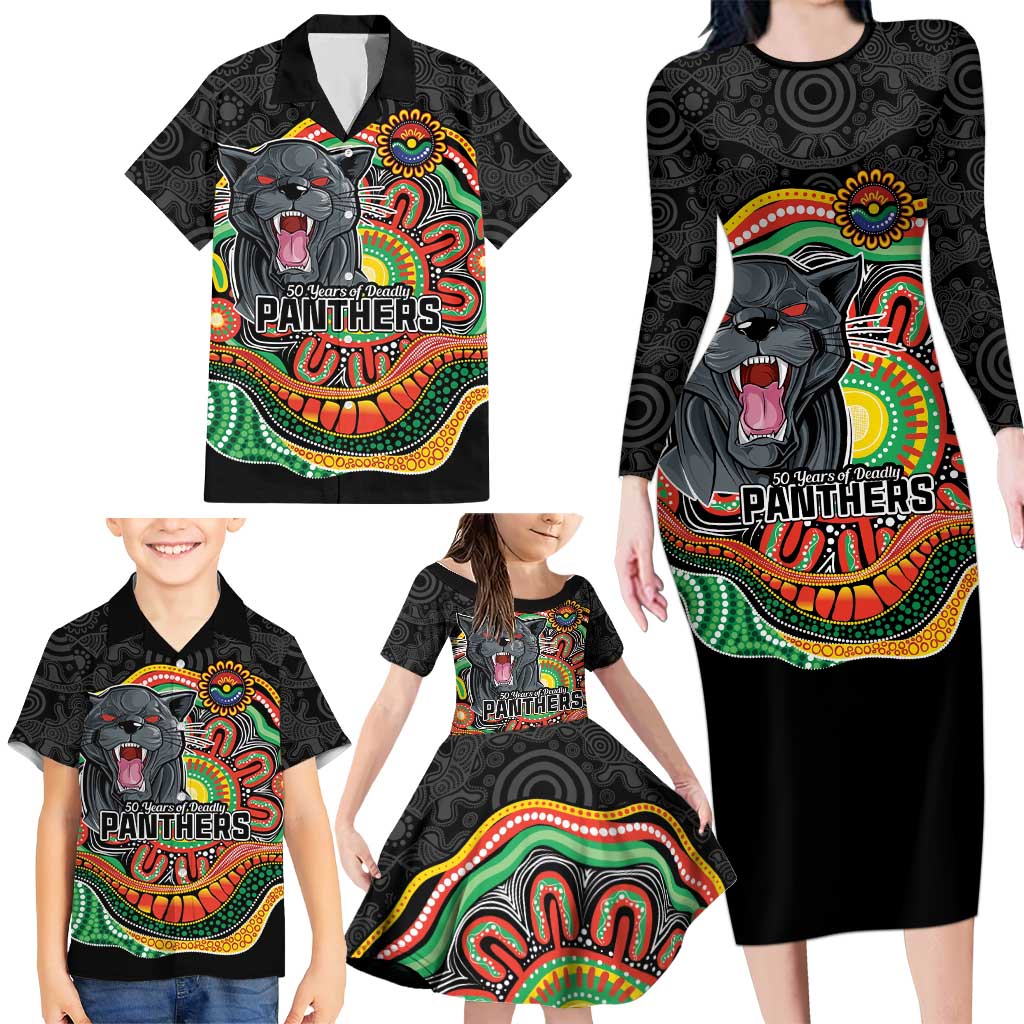 Custom Panthers Honouring First Nations Family Matching Long Sleeve Bodycon Dress and Hawaiian Shirt NAIDOC 2026 Deadly 50 Years