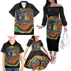 Custom Panthers Honouring First Nations Family Matching Off The Shoulder Long Sleeve Dress and Hawaiian Shirt NAIDOC 2026 Deadly 50 Years