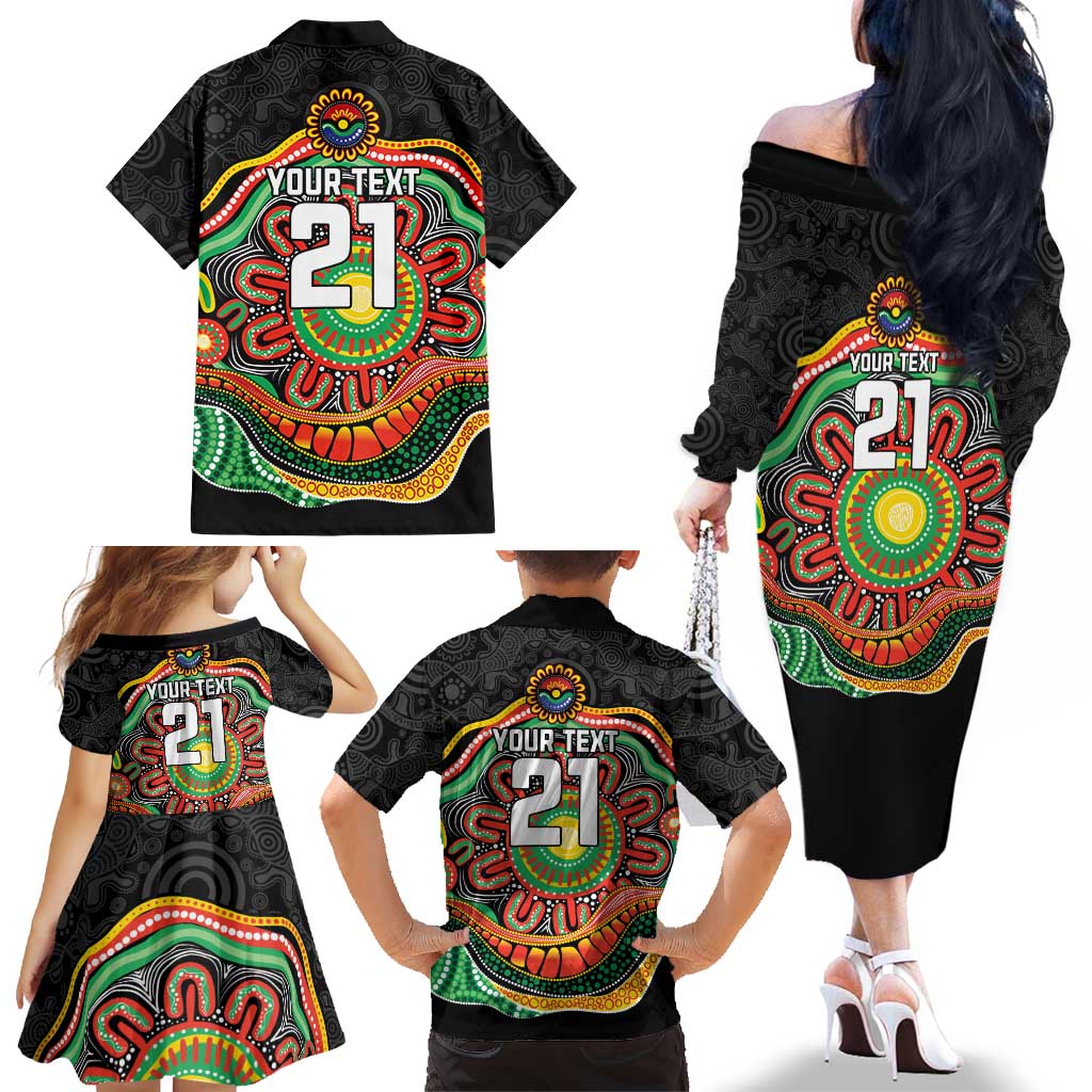 Custom Panthers Honouring First Nations Family Matching Off The Shoulder Long Sleeve Dress and Hawaiian Shirt NAIDOC 2026 Deadly 50 Years