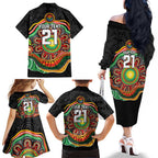 Custom Panthers Honouring First Nations Family Matching Off The Shoulder Long Sleeve Dress and Hawaiian Shirt NAIDOC 2026 Deadly 50 Years