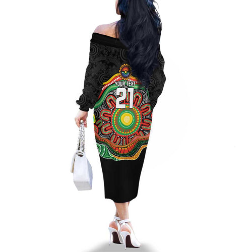 Custom Panthers Honouring First Nations Family Matching Off The Shoulder Long Sleeve Dress and Hawaiian Shirt NAIDOC 2026 Deadly 50 Years