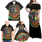 Custom Panthers Honouring First Nations Family Matching Off Shoulder Maxi Dress and Hawaiian Shirt NAIDOC 2026 Deadly 50 Years