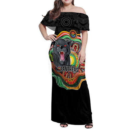 Custom Panthers Honouring First Nations Family Matching Off Shoulder Maxi Dress and Hawaiian Shirt NAIDOC 2026 Deadly 50 Years