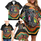 Custom Panthers Honouring First Nations Family Matching Off Shoulder Short Dress and Hawaiian Shirt NAIDOC 2026 Deadly 50 Years