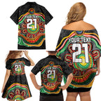 Custom Panthers Honouring First Nations Family Matching Off Shoulder Short Dress and Hawaiian Shirt NAIDOC 2026 Deadly 50 Years
