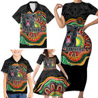 Custom Panthers Honouring First Nations Family Matching Short Sleeve Bodycon Dress and Hawaiian Shirt NAIDOC 2026 Deadly 50 Years