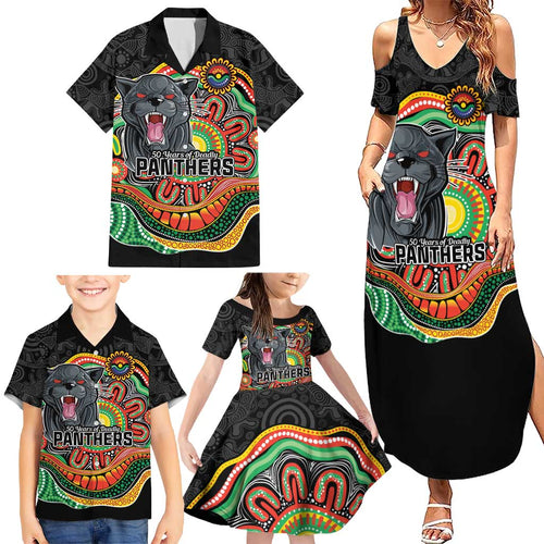 Custom Panthers Honouring First Nations Family Matching Summer Maxi Dress and Hawaiian Shirt NAIDOC 2026 Deadly 50 Years