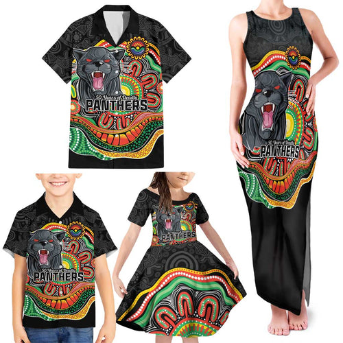 Custom Panthers Honouring First Nations Family Matching Tank Maxi Dress and Hawaiian Shirt NAIDOC 2026 Deadly 50 Years
