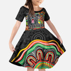 Custom Panthers Honouring First Nations Kid Short Sleeve Dress NAIDOC 2026 Deadly 50 Years