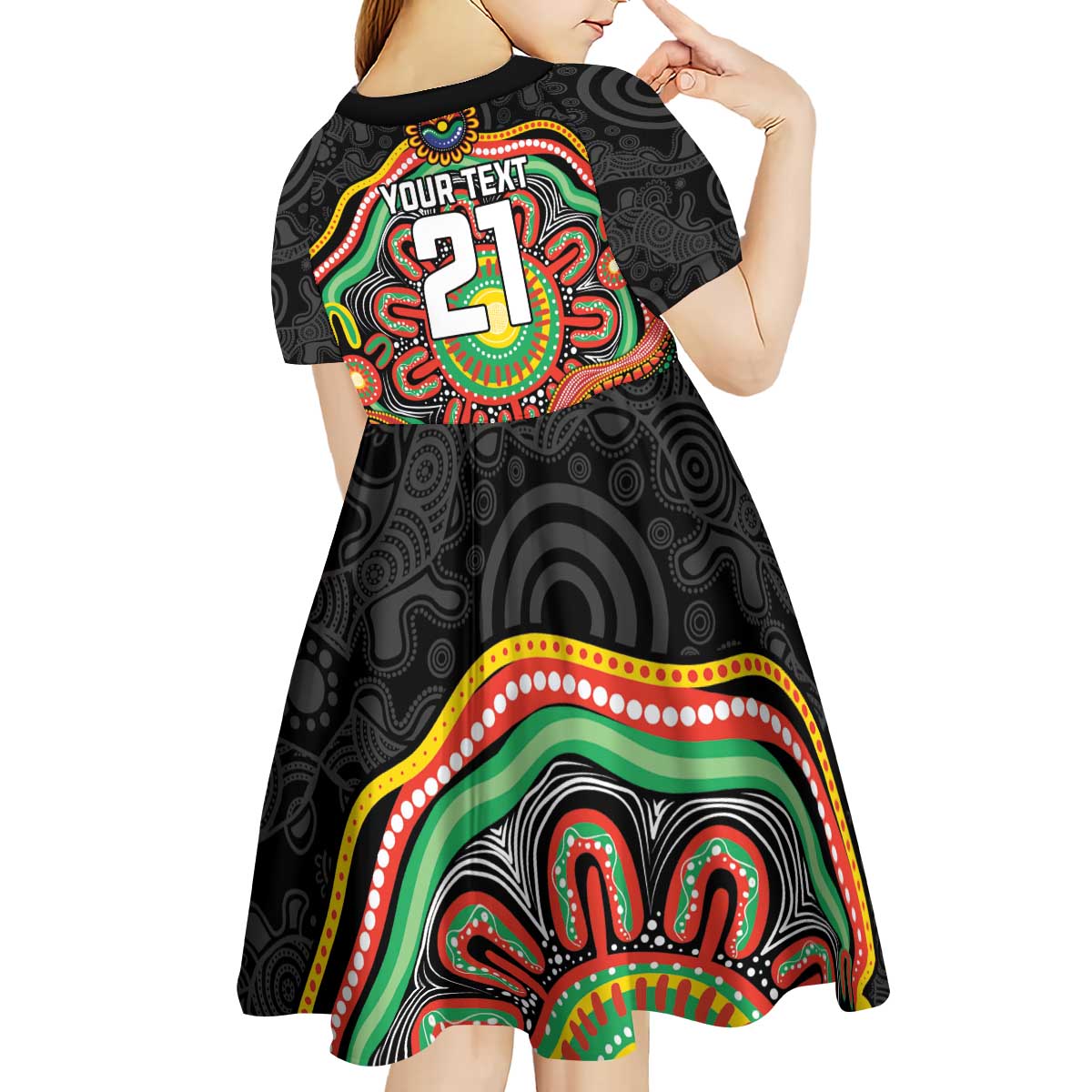 Custom Panthers Honouring First Nations Kid Short Sleeve Dress NAIDOC 2026 Deadly 50 Years