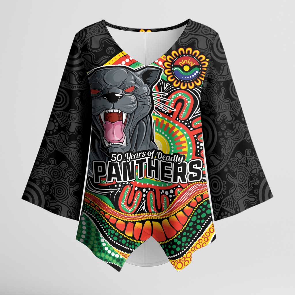 Custom Panthers Honouring First Nations Kimono Sleeve Blouse NAIDOC 2026 Deadly 50 Years