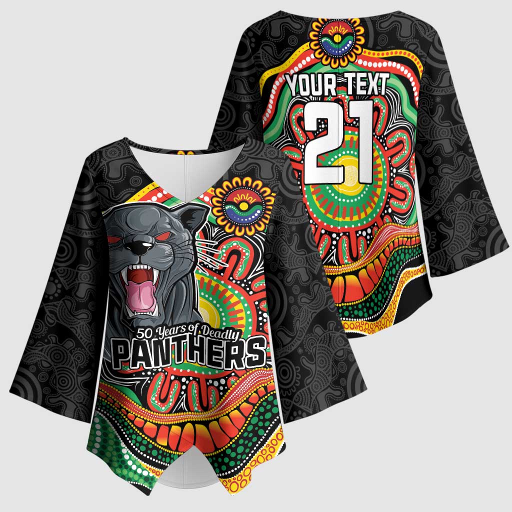 Custom Panthers Honouring First Nations Kimono Sleeve Blouse NAIDOC 2026 Deadly 50 Years