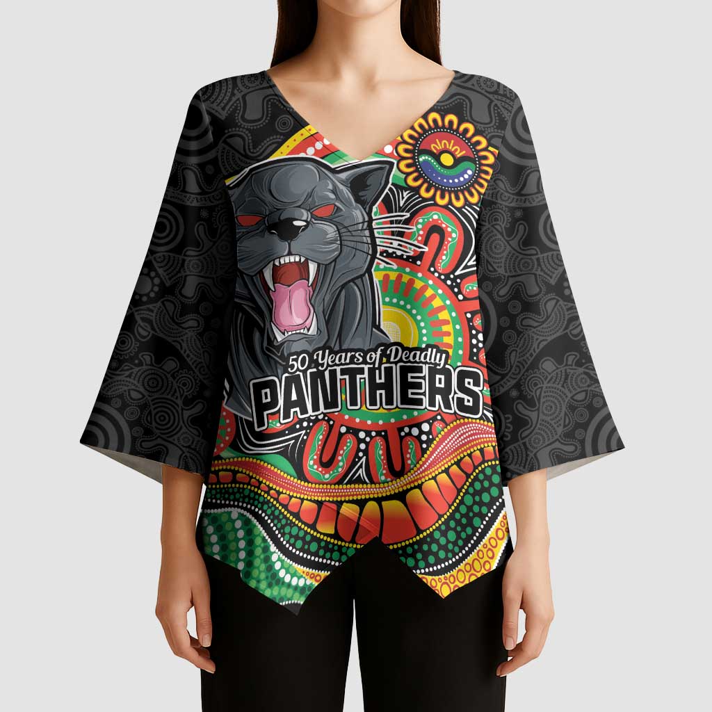 Custom Panthers Honouring First Nations Kimono Sleeve Blouse NAIDOC 2026 Deadly 50 Years