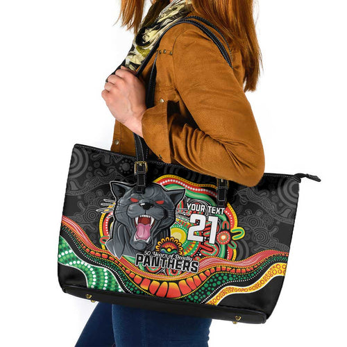 Custom Panthers Honouring First Nations Leather Tote Bag NAIDOC 2026 Deadly 50 Years