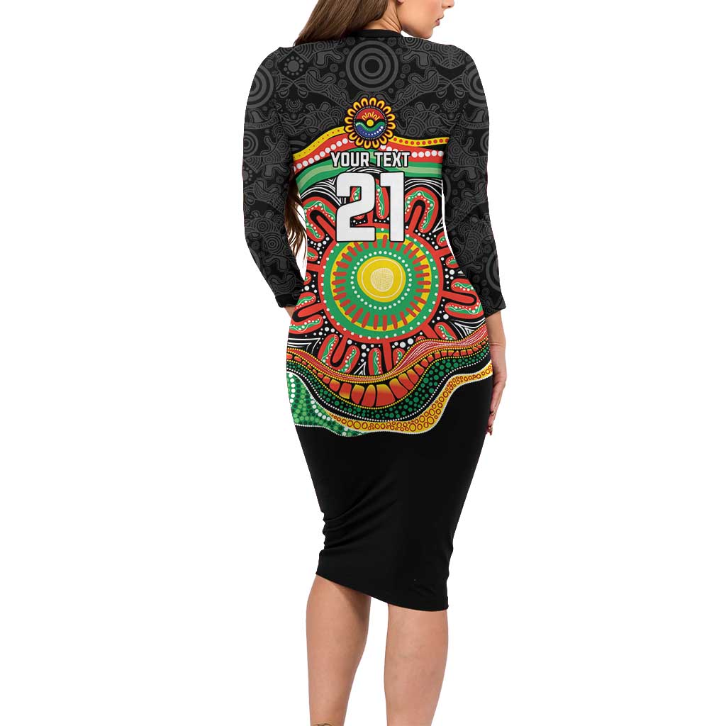 Custom Panthers Honouring First Nations Long Sleeve Bodycon Dress NAIDOC 2026 Deadly 50 Years