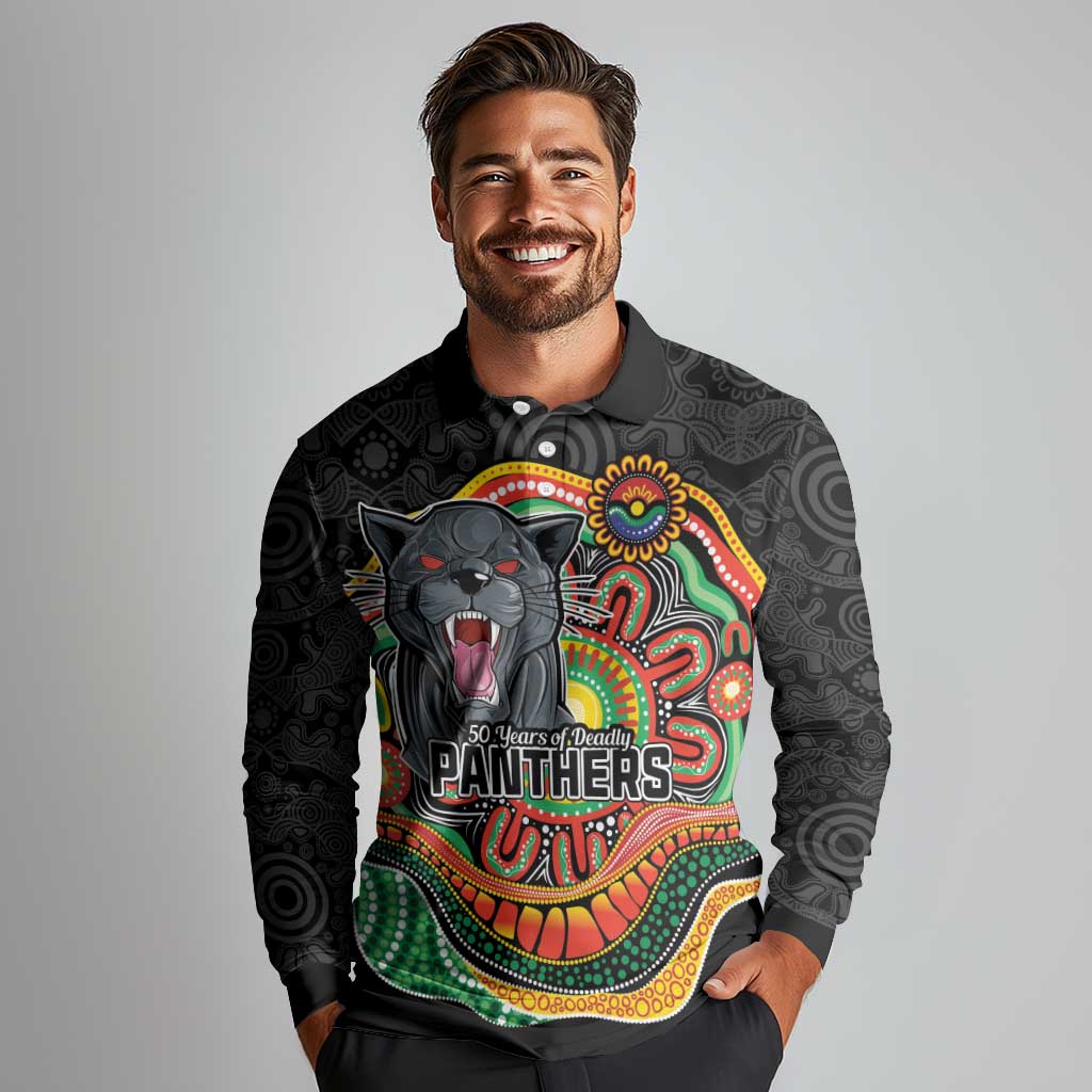 Custom Panthers Honouring First Nations Long Sleeve Polo Shirt NAIDOC 2026 Deadly 50 Years