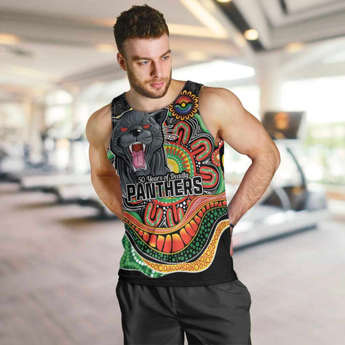 Custom Panthers Honouring First Nations Men Tank Top NAIDOC 2026 Deadly 50 Years