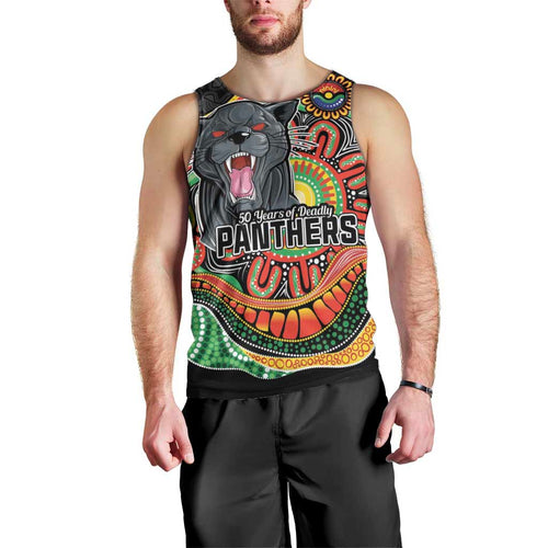 Custom Panthers Honouring First Nations Men Tank Top NAIDOC 2026 Deadly 50 Years