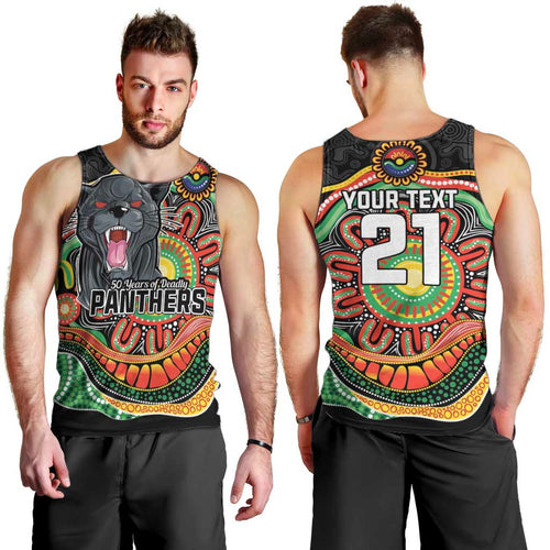 Custom Panthers Honouring First Nations Men Tank Top NAIDOC 2026 Deadly 50 Years