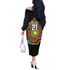 Custom Panthers Honouring First Nations Off The Shoulder Long Sleeve Dress NAIDOC 2026 Deadly 50 Years