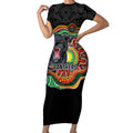 Custom Panthers Honouring First Nations Short Sleeve Bodycon Dress NAIDOC 2026 Deadly 50 Years