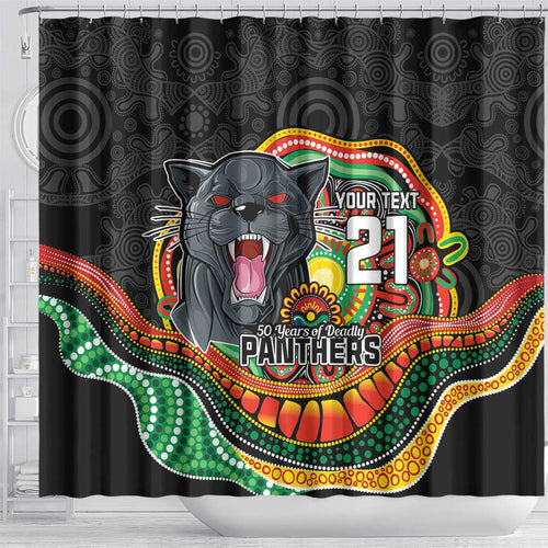 Custom Panthers Honouring First Nations Shower Curtain NAIDOC 2026 Deadly 50 Years