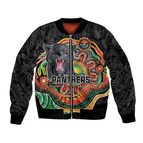 Custom Panthers Honouring First Nations Sleeve Zip Bomber Jacket NAIDOC 2026 Deadly 50 Years