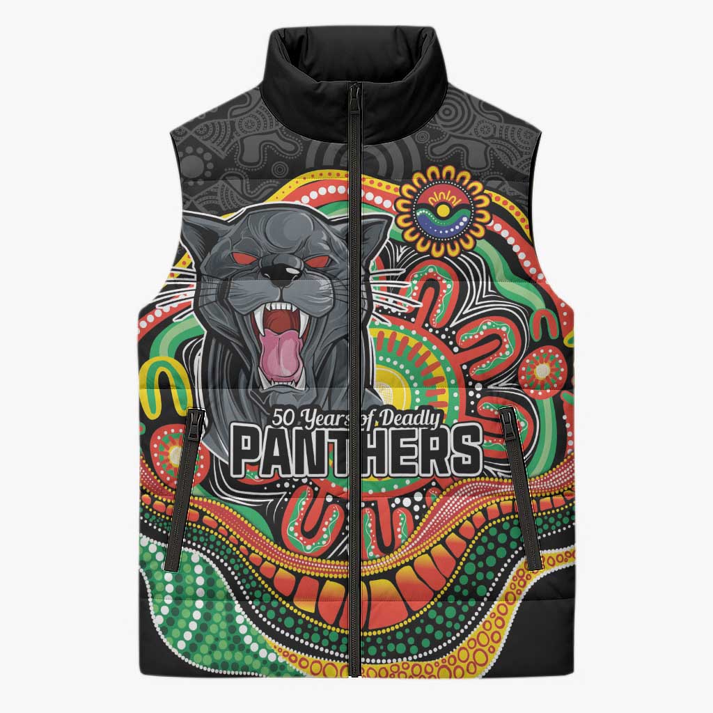 Custom Panthers Honouring First Nations Sleeveless Puffer Jacket NAIDOC 2026 Deadly 50 Years
