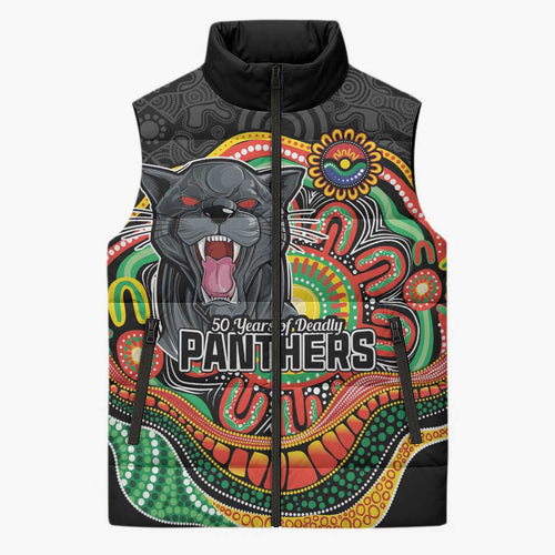 Custom Panthers Honouring First Nations Sleeveless Puffer Jacket NAIDOC 2026 Deadly 50 Years