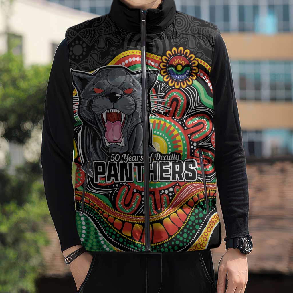 Custom Panthers Honouring First Nations Sleeveless Puffer Jacket NAIDOC 2026 Deadly 50 Years