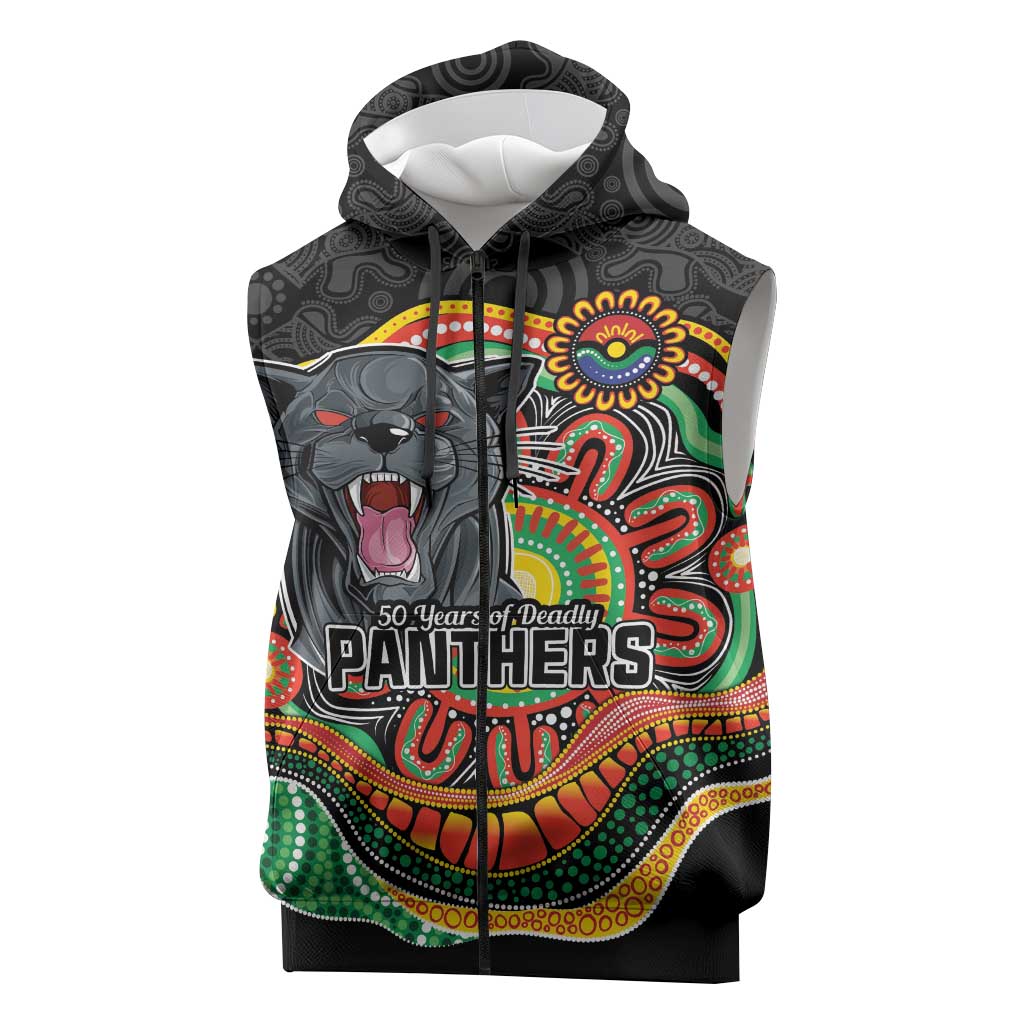 Custom Panthers Honouring First Nations Sleeveless Zip Hoodie NAIDOC 2026 Deadly 50 Years