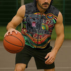 Custom Panthers Honouring First Nations Sleeveless Zip Hoodie NAIDOC 2026 Deadly 50 Years